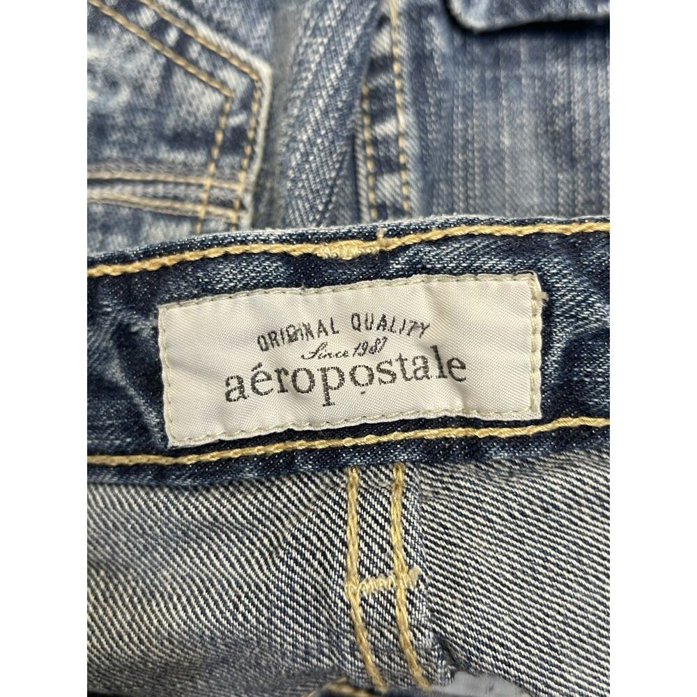 Aeropostale Low Rise Micro Mini Denim Skirt 7/8 Y2K 2000s Raw Hem Indie sleaze - Picture 2 of 13